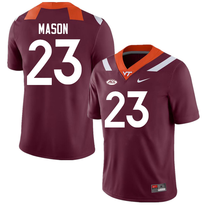 Men #23 Tyler Mason Virginia Tech Hokies College Football Jerseys Stitched-Maroon